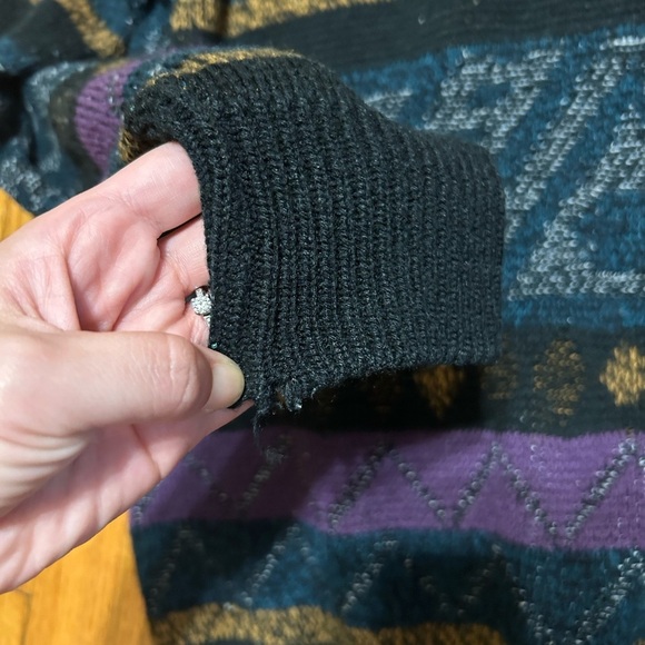 VTG Stefano Colorful Geometric Pattern Sweater Adult XL Black Purple Retro - Picture 7 of 11